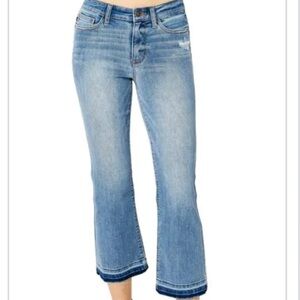 Judy Blue Mid Rise Cropped Bootcut Frayed Hem